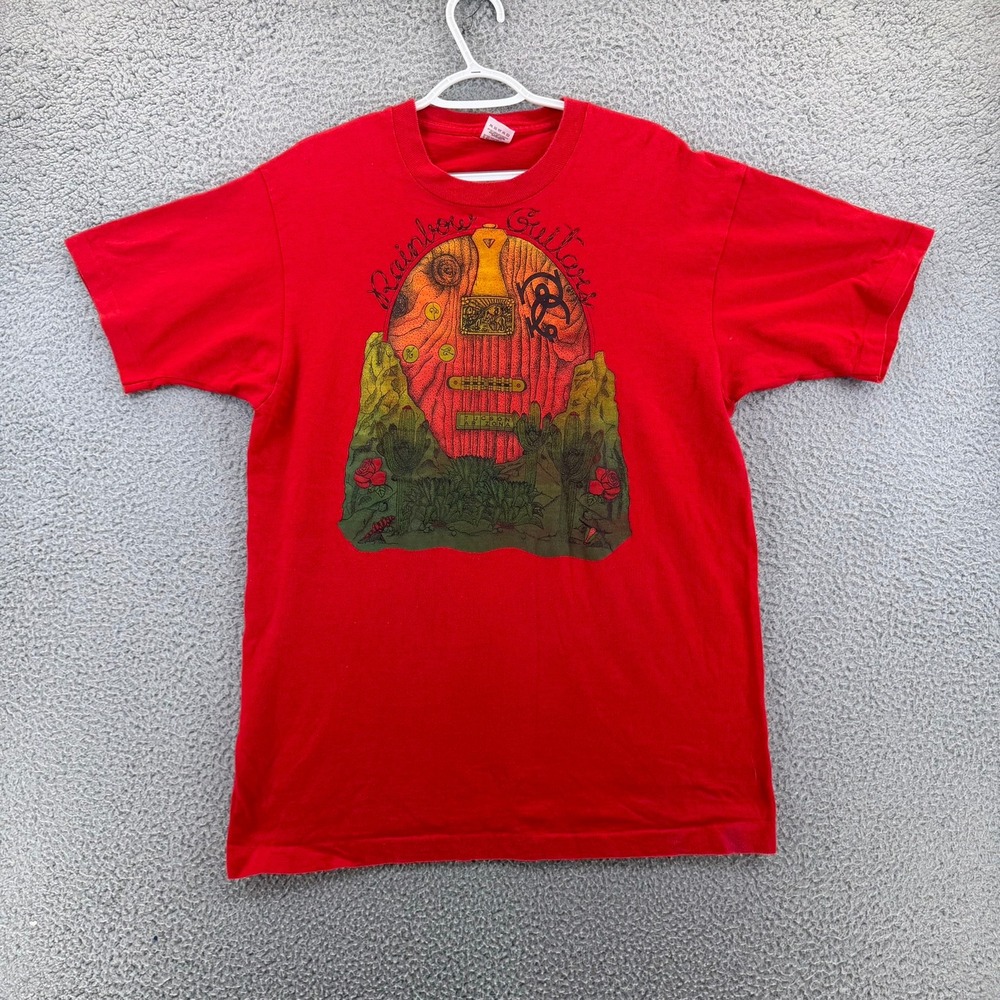 Vintage Rainbow Guitars Tucson Arizona T-Shirt Red Fruit of the Loom Men‎ L READ